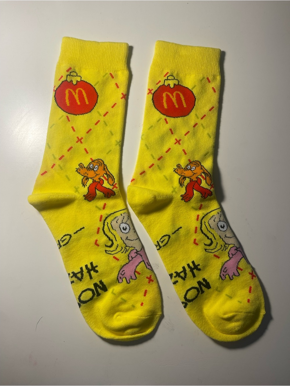 McDonald's Yellow Crew Socks with Character and Logo